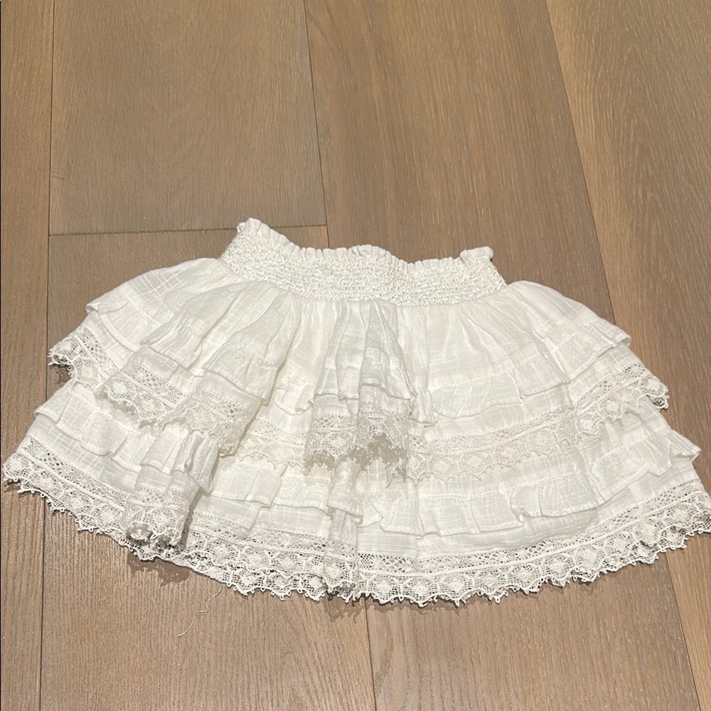 Love Shack Fancy girls White Lace Ruffle Skirt